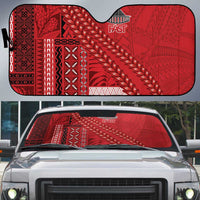 Samoa FAST Siapo Auto Sun Shade Tatau-Ulafala Vines LT7 Red - Polynesian Pride