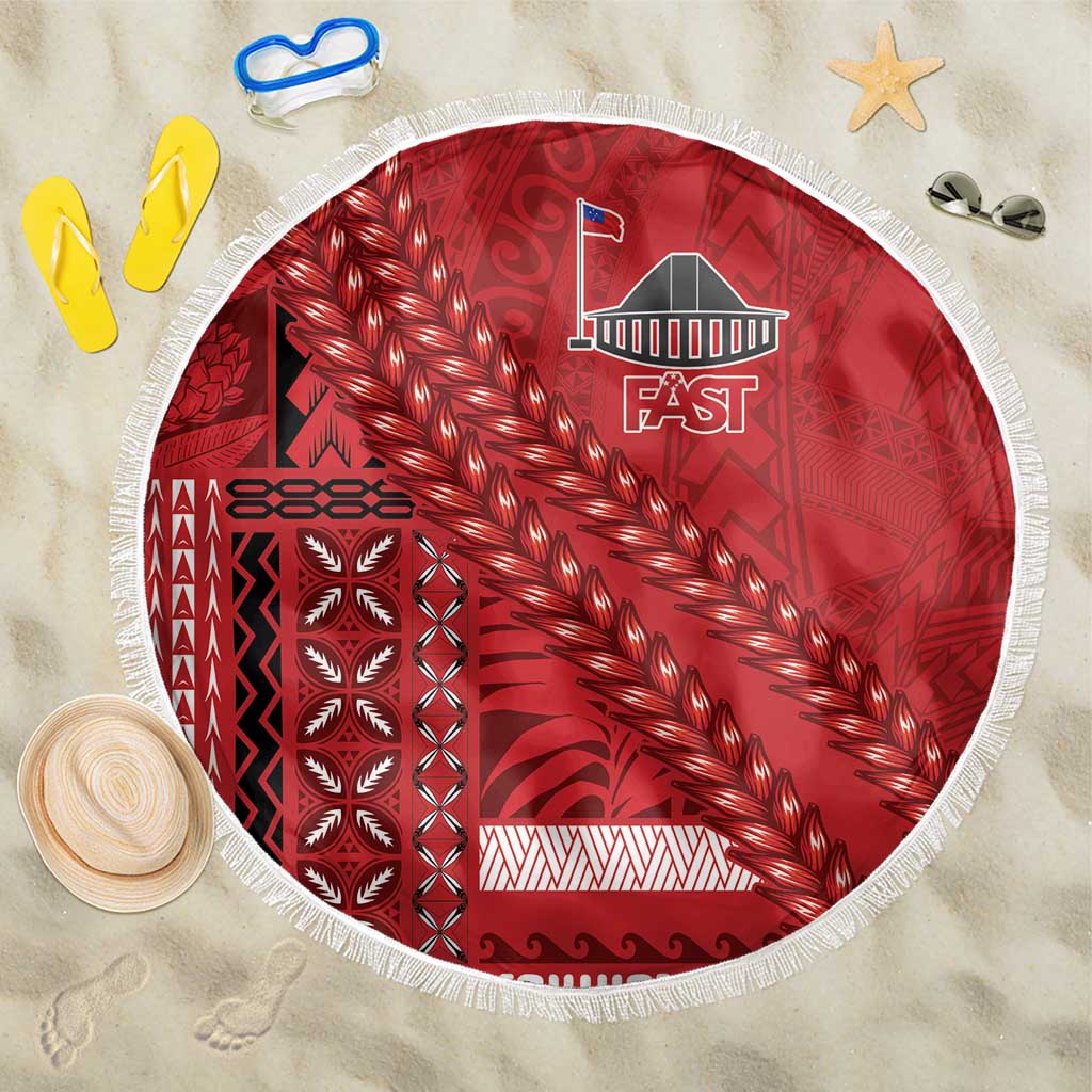 Samoa FAST Siapo Beach Blanket Tatau-Ulafala Vines LT7 One Size 150cm Red - Polynesian Pride