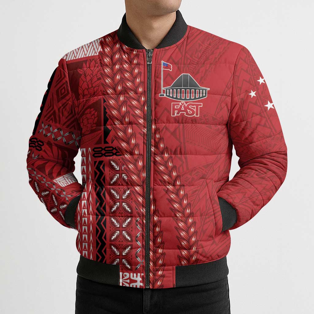 Samoa FAST Siapo Bomber Puffer Jacket Tatau-Ulafala Vines LT7 - Polynesian Pride