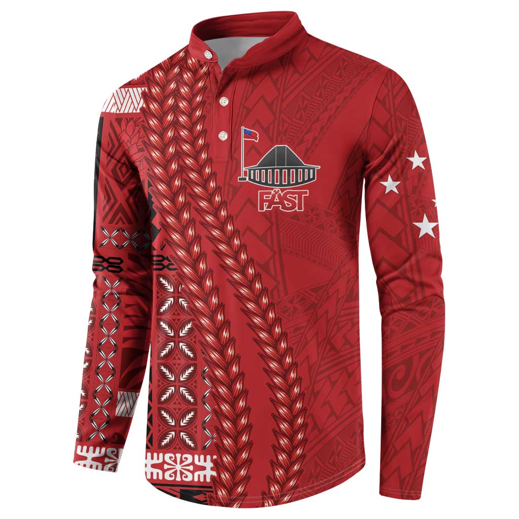 Samoa FAST Siapo Button Sweatshirt Tatau-Ulafala Vines LT7 - Polynesian Pride