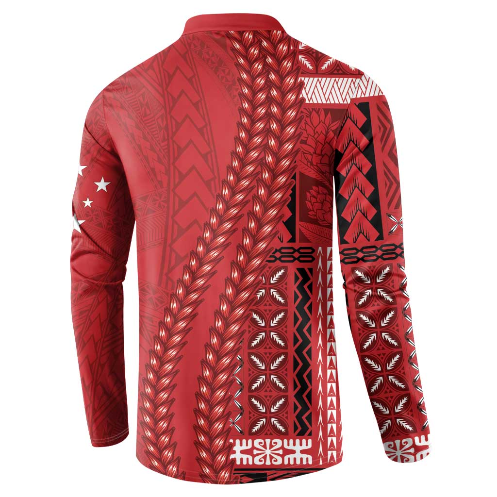 Samoa FAST Siapo Button Sweatshirt Tatau-Ulafala Vines LT7 - Polynesian Pride