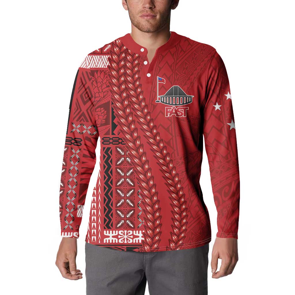 Samoa FAST Siapo Button Sweatshirt Tatau-Ulafala Vines LT7 - Polynesian Pride