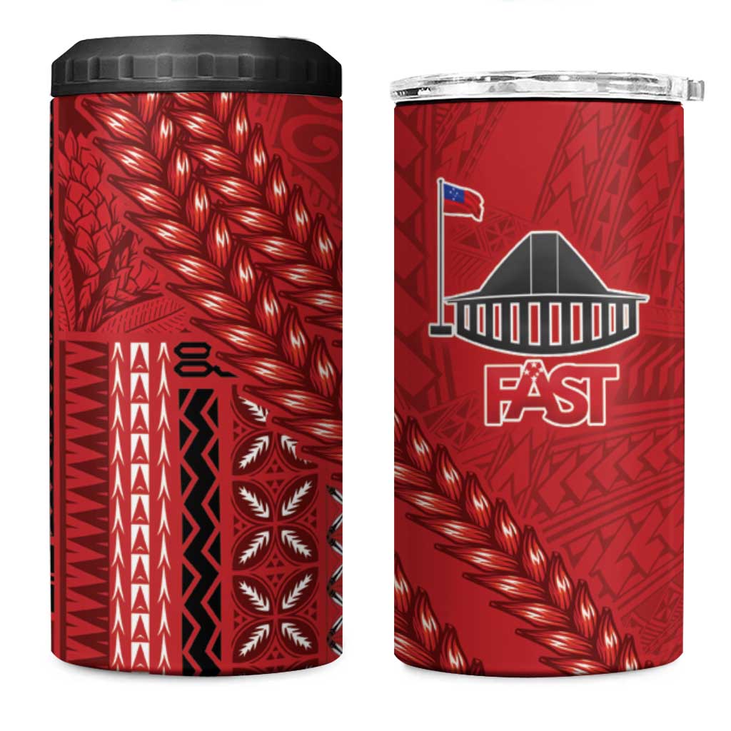 Samoa FAST Siapo 4 in 1 Can Cooler Tumbler Tatau-Ulafala Vines LT7 One Size: 16 oz Red - Polynesian Pride