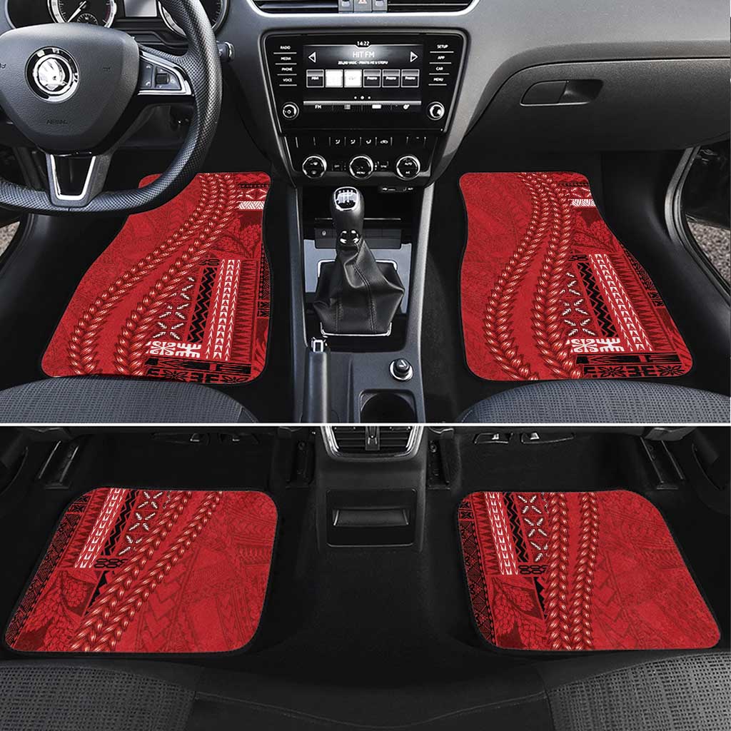 Samoa FAST Siapo Car Mats Tatau-Ulafala Vines LT7 Set 4pcs Red - Polynesian Pride