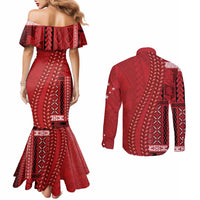 Samoa FAST Siapo Couples Matching Mermaid Dress and Long Sleeve Button Shirt Tatau-Ulafala Vines LT7 - Polynesian Pride