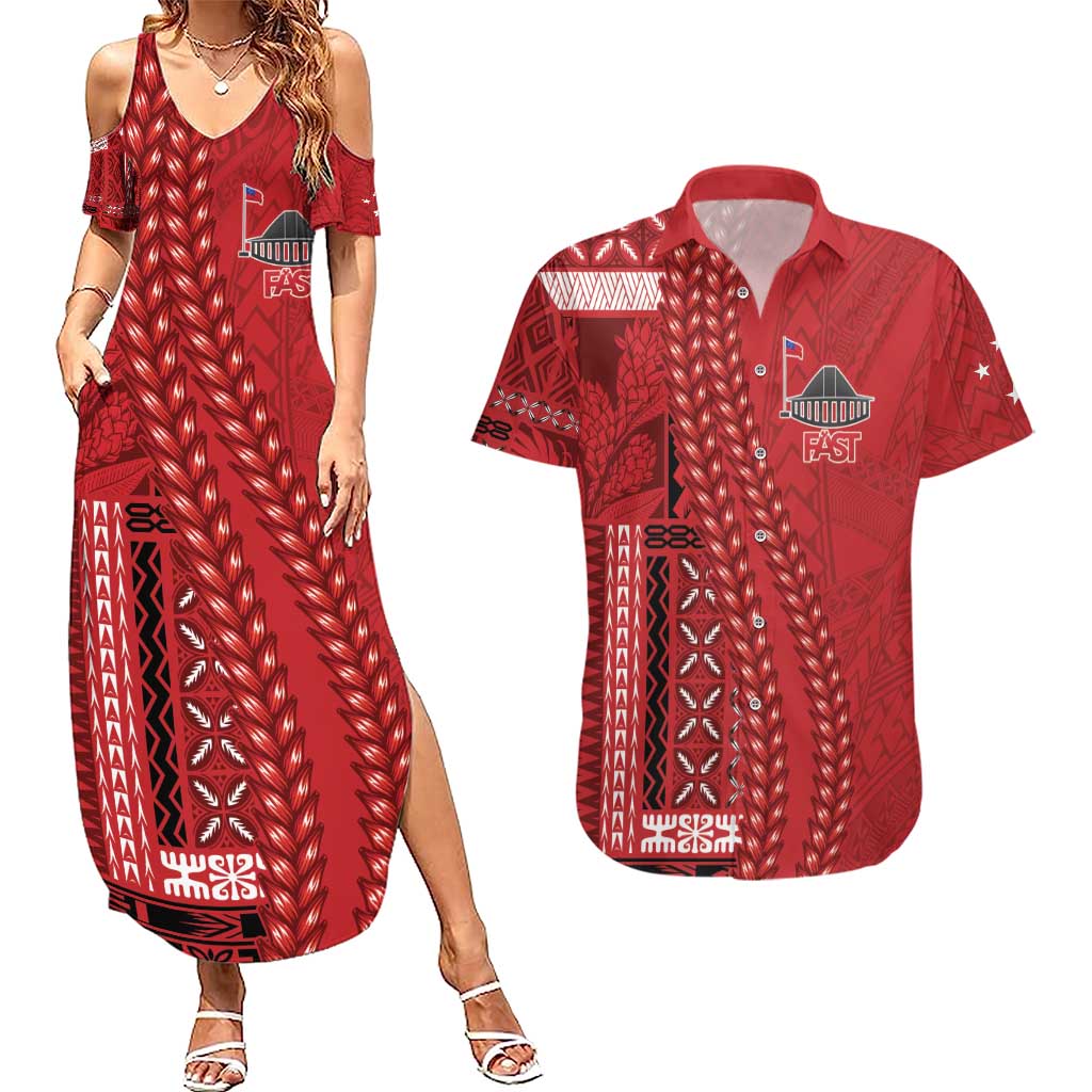 Samoa FAST Siapo Couples Matching Summer Maxi Dress and Hawaiian Shirt Tatau-Ulafala Vines - Polynesian Pride