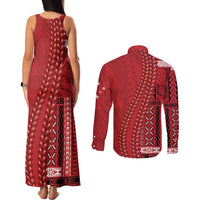 Samoa FAST Siapo Couples Matching Tank Maxi Dress and Long Sleeve Button Shirt Tatau-Ulafala Vines LT7 - Polynesian Pride