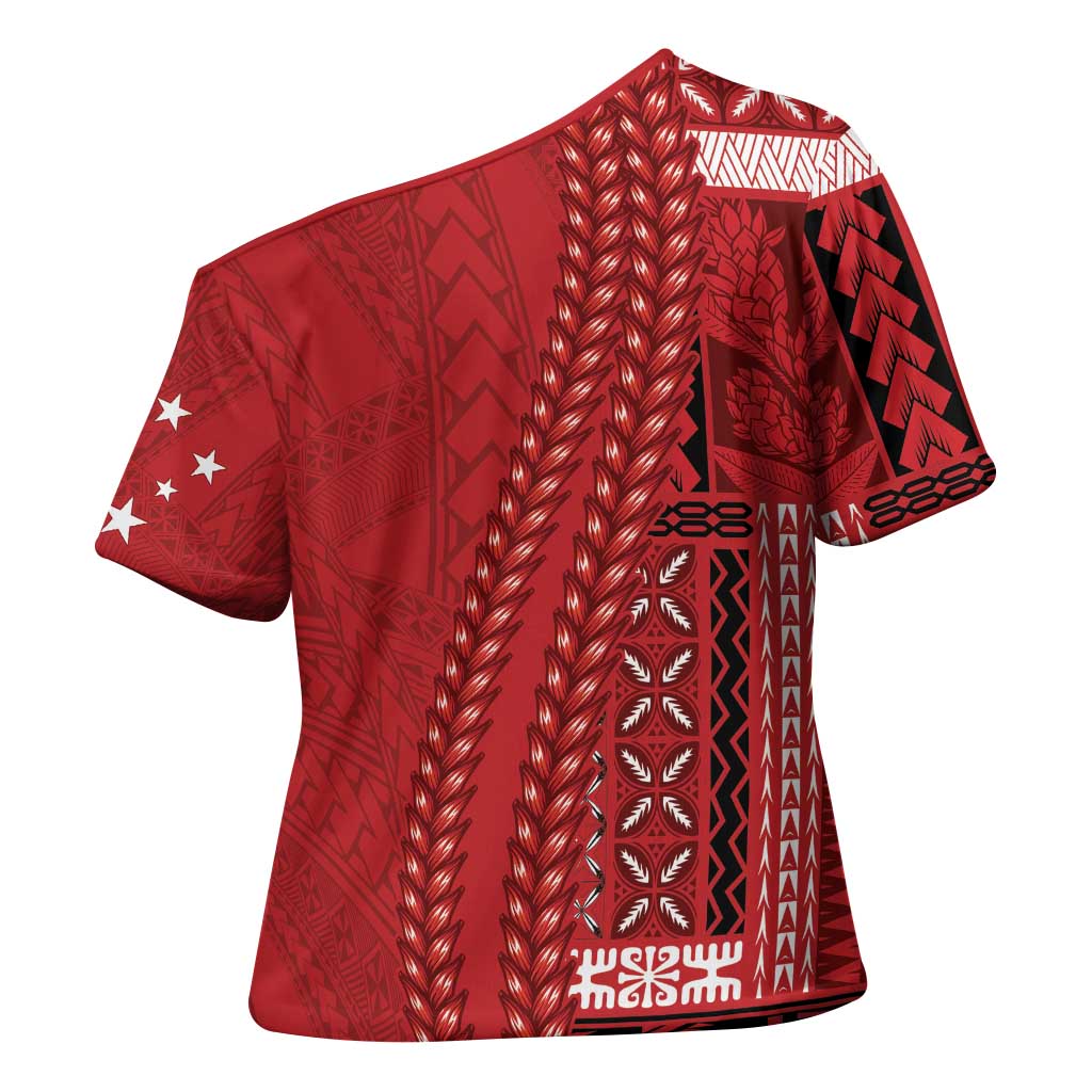Samoa FAST Siapo Cross Shoulder Shirt Tatau-Ulafala Vines LT7 - Polynesian Pride