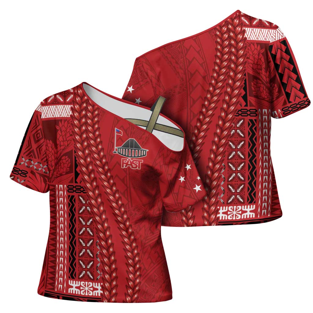 Samoa FAST Siapo Cross Shoulder Shirt Tatau-Ulafala Vines LT7 - Polynesian Pride