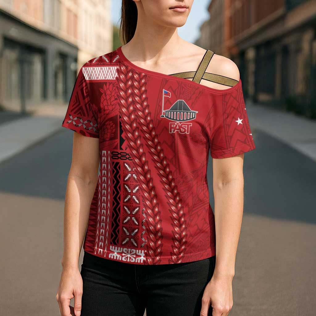 Samoa FAST Siapo Cross Shoulder Shirt Tatau-Ulafala Vines LT7 - Polynesian Pride