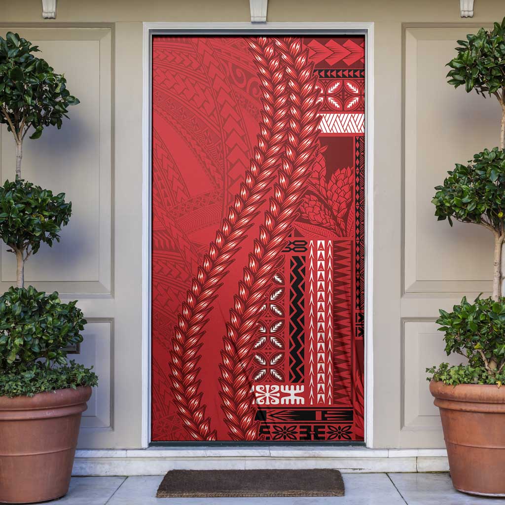 Samoa FAST Siapo Door Cover Tatau-Ulafala Vines LT7 Red - Polynesian Pride