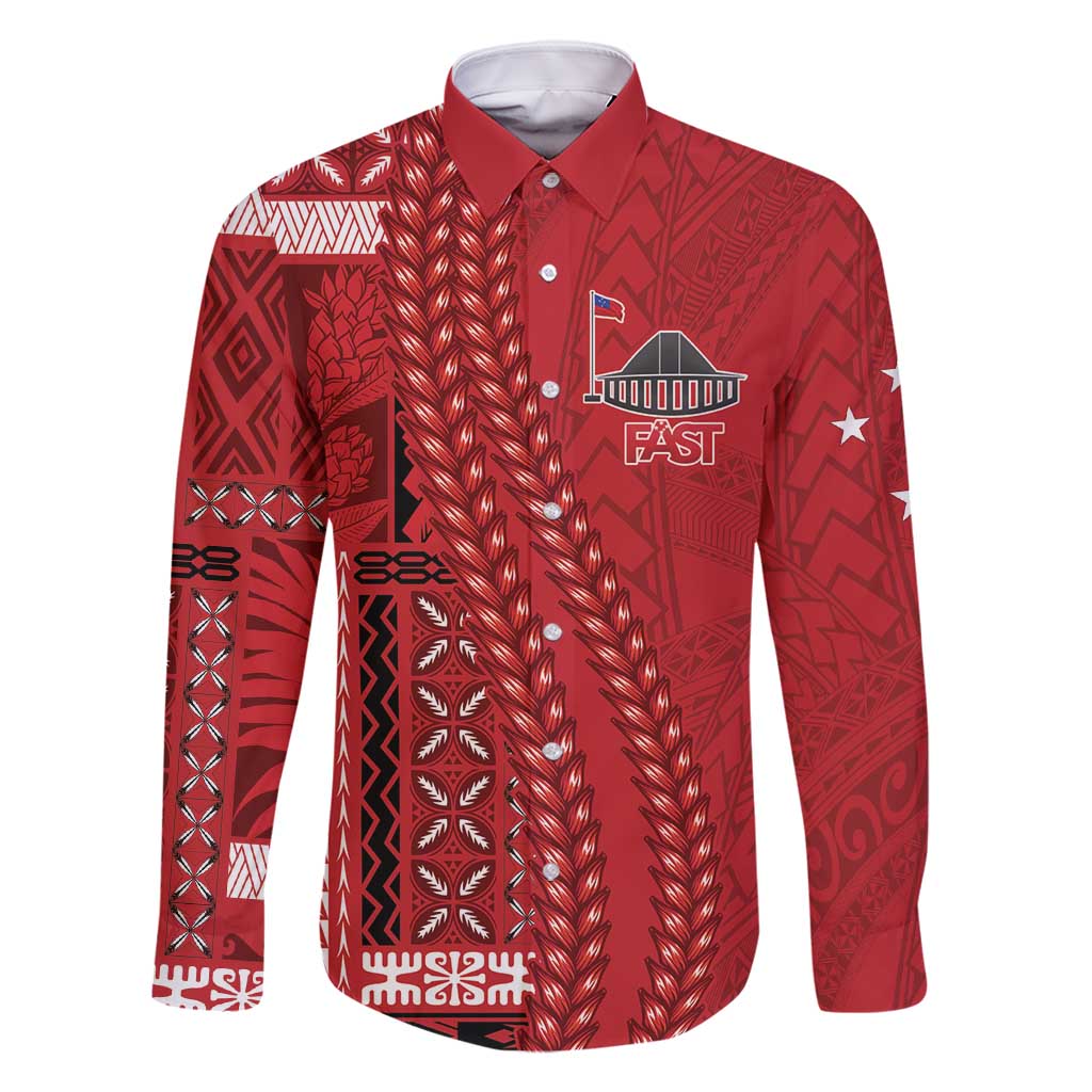 Samoa FAST Siapo Family Matching Long Sleeve Bodycon Dress and Hawaiian Shirt Tatau-Ulafala Vines - Polynesian Pride