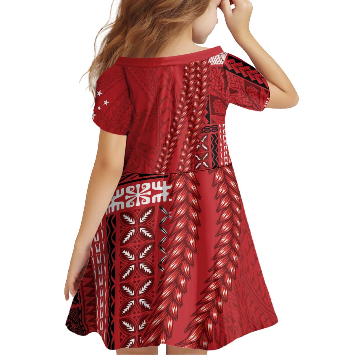 Samoa FAST Siapo Kid Short Sleeve Dress Tatau-Ulafala Vines - Polynesian Pride