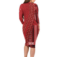 Samoa FAST Siapo Long Sleeve Bodycon Dress Tatau-Ulafala Vines - Polynesian Pride