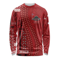 Samoa FAST Siapo Long Sleeve Shirt Tatau-Ulafala Vines LT7 Unisex Red - Polynesian Pride