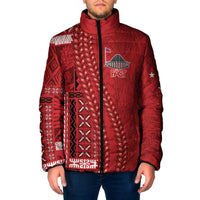 Samoa FAST Siapo Padded Jacket Tatau-Ulafala Vines LT7 Men Red - Polynesian Pride