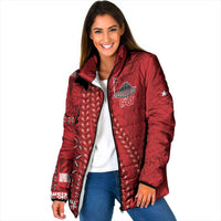 Samoa FAST Siapo Padded Jacket Tatau-Ulafala Vines LT7 Women Red - Polynesian Pride