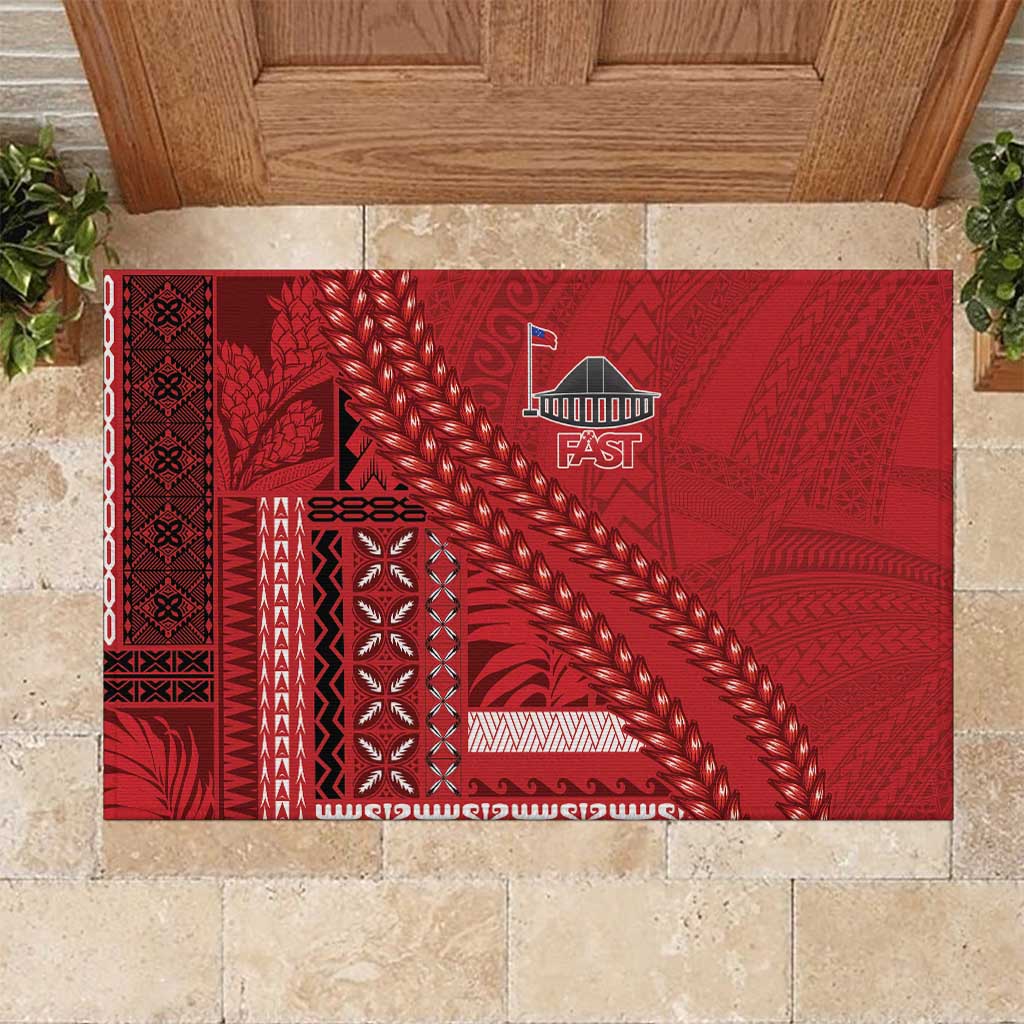 Samoa FAST Siapo Rubber Doormat Tatau-Ulafala Vines LT7 Red - Polynesian Pride