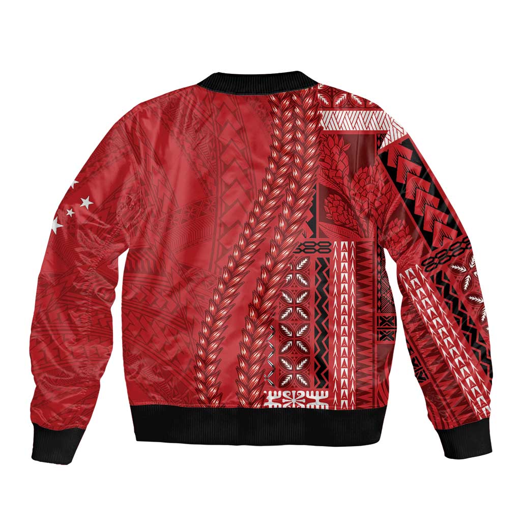 Samoa FAST Siapo Sleeve Zip Bomber Jacket Tatau-Ulafala Vines - Polynesian Pride