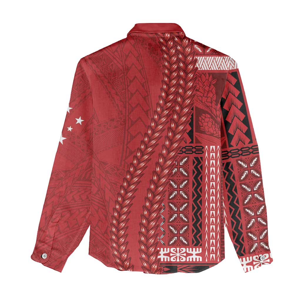 Samoa FAST Siapo Women Casual Shirt Tatau-Ulafala Vines - Polynesian Pride