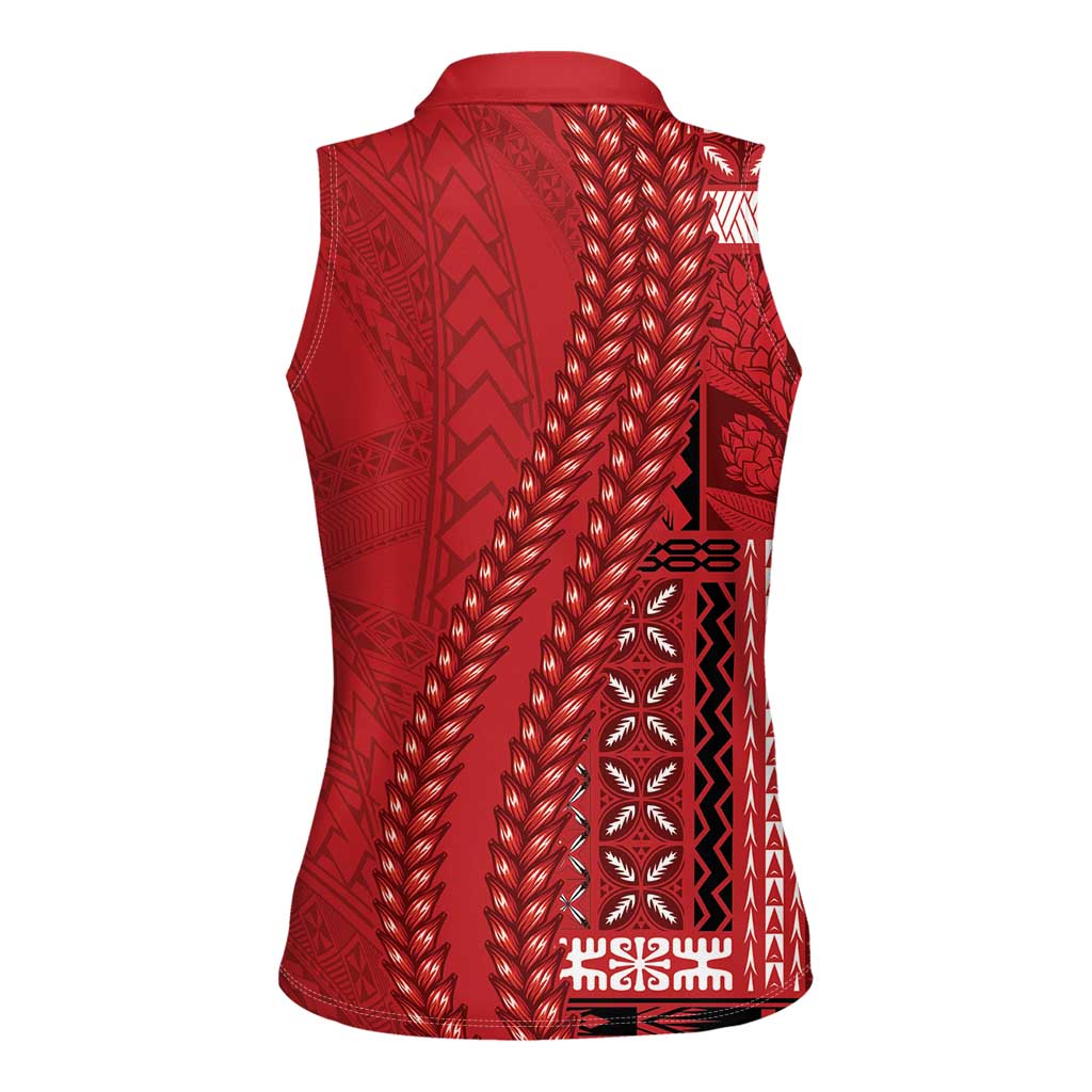 Samoa FAST Siapo Women Sleeveless Polo Shirt Tatau-Ulafala Vines LT7 - Polynesian Pride
