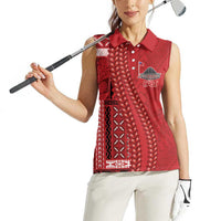 Samoa FAST Siapo Women Sleeveless Polo Shirt Tatau-Ulafala Vines LT7 - Polynesian Pride