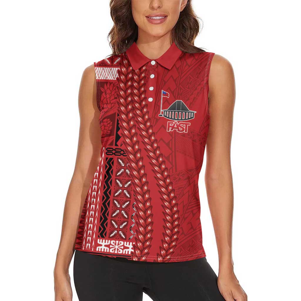 Samoa FAST Siapo Women Sleeveless Polo Shirt Tatau-Ulafala Vines LT7 - Polynesian Pride