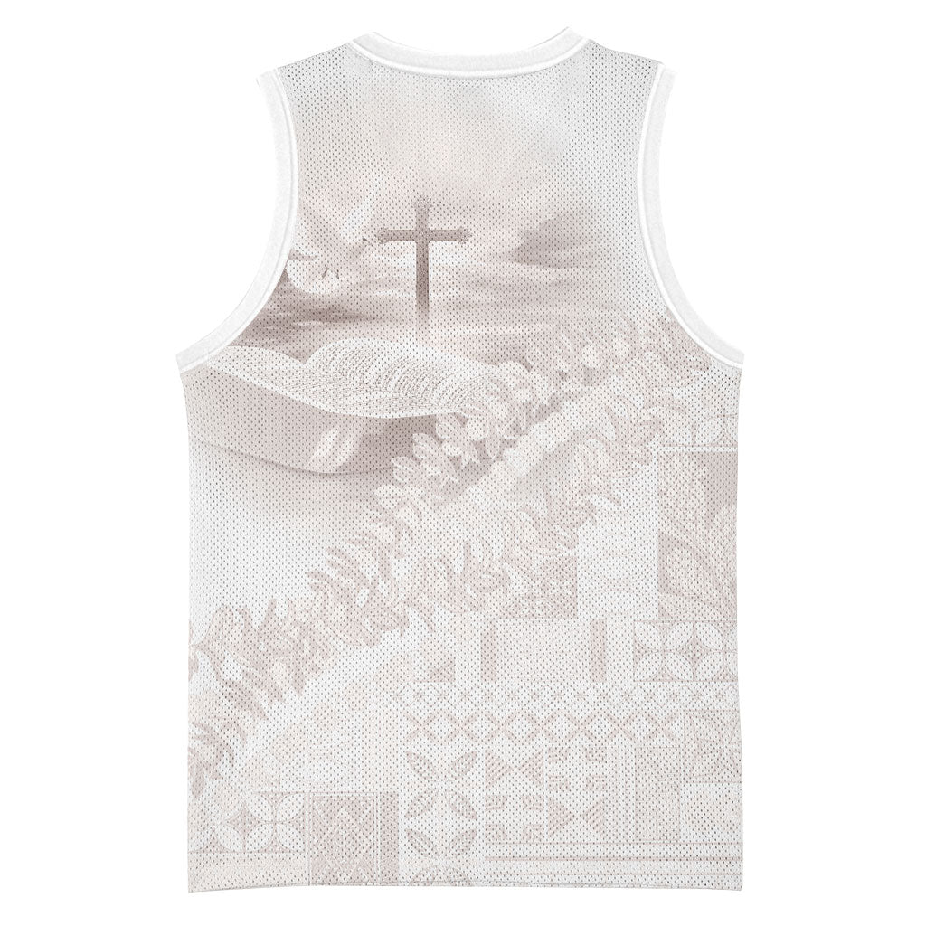 Samoa Lotu Tamaiti White Prayers Basketball Jersey Floral Mamanu Siapo LT7 - Polynesian Pride