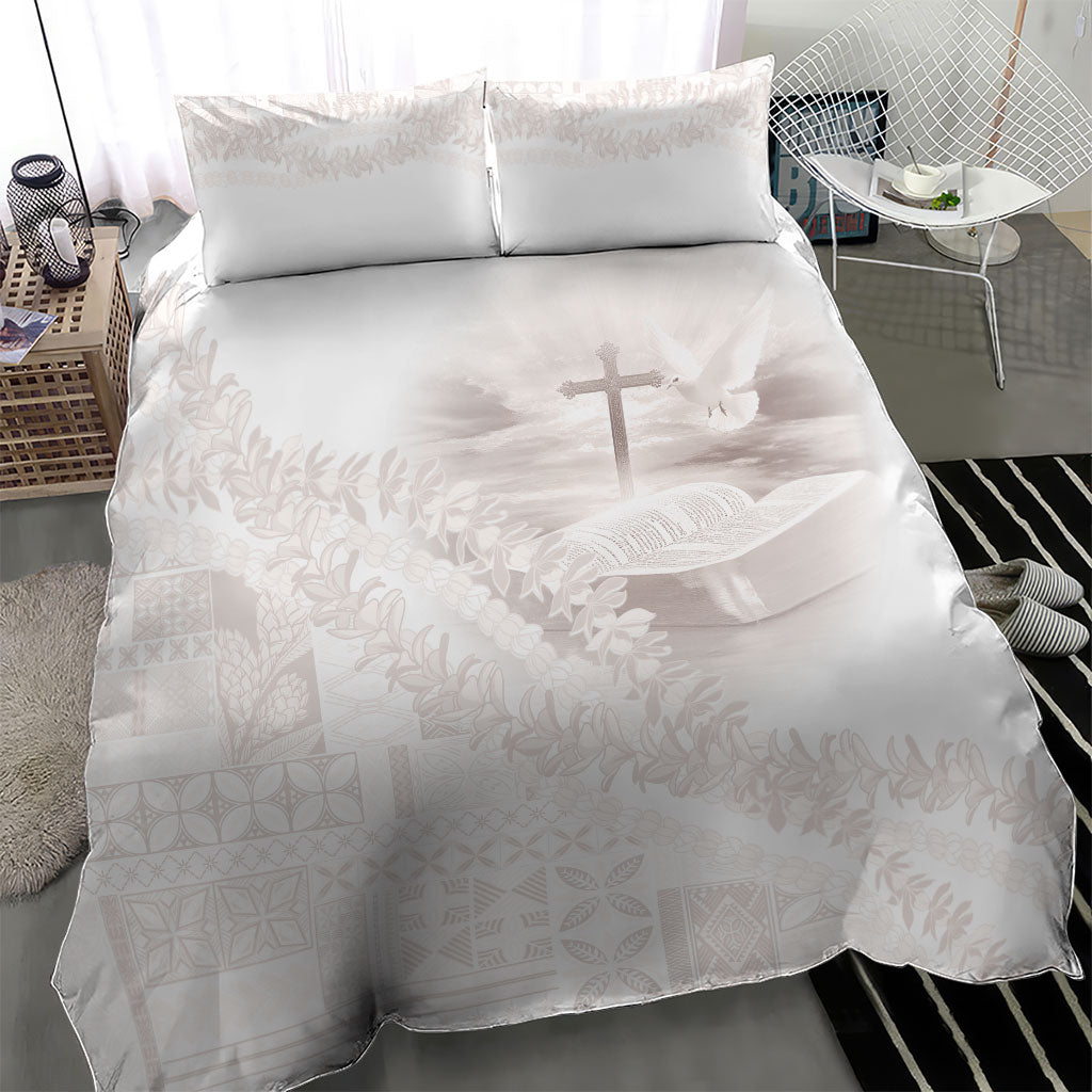 Samoa Lotu Tamaiti White Prayers Bedding Set Floral Mamanu Siapo LT7 - Polynesian Pride