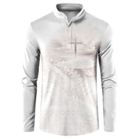 Samoa Lotu Tamaiti White Prayers Button Sweatshirt Floral Mamanu Siapo LT7 White - Polynesian Pride