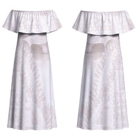 Samoa Lotu Tamaiti White Prayers Couples Matching Off Shoulder Maxi Dress and Hawaiian Shirt Floral Mamanu Siapo LT7 - Polynesian Pride