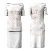 Samoa Lotu Tamaiti White Prayers Family Matching Puletasi and Hawaiian Shirt Floral Mamanu Siapo LT7 Mom's Dress White - Polynesian Pride