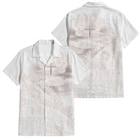 Samoa Lotu Tamaiti White Prayers Family Matching Short Sleeve Bodycon Dress and Hawaiian Shirt Floral Mamanu Siapo LT7 Dad's Shirt - Short Sleeve White - Polynesian Pride