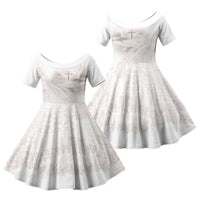 Samoa Lotu Tamaiti White Prayers Family Matching Summer Maxi Dress and Hawaiian Shirt Floral Mamanu Siapo LT7 Daughter's Dress White - Polynesian Pride