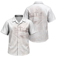 Samoa Lotu Tamaiti White Prayers Family Matching Summer Maxi Dress and Hawaiian Shirt Floral Mamanu Siapo LT7 Son's Shirt White - Polynesian Pride