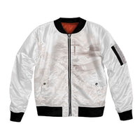 Samoa Lotu Tamaiti White Prayers Sleeve Zip Bomber Jacket Floral Mamanu Siapo LT7 Unisex White - Polynesian Pride