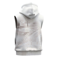 Samoa Lotu Tamaiti White Prayers Sleeveless Zip Hoodie Floral Mamanu Siapo LT7 - Polynesian Pride