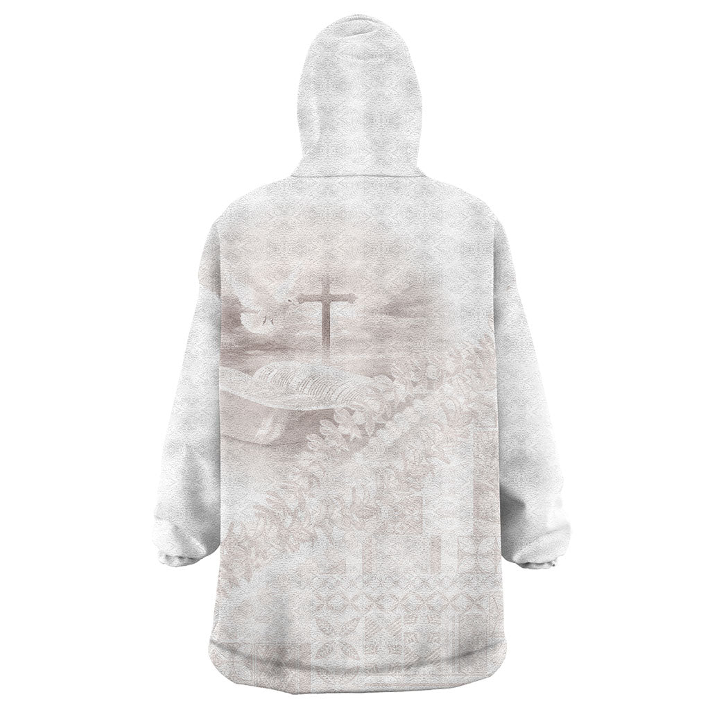 Samoa Lotu Tamaiti White Prayers Wearable Blanket Hoodie Floral Mamanu Siapo LT7 - Polynesian Pride