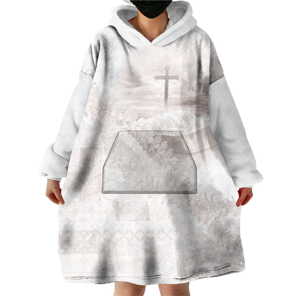 Samoa Lotu Tamaiti White Prayers Wearable Blanket Hoodie Floral Mamanu Siapo LT7 - Polynesian Pride