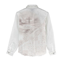 Samoa Lotu Tamaiti White Prayers Women Casual Shirt Floral Mamanu Siapo LT7 - Polynesian Pride
