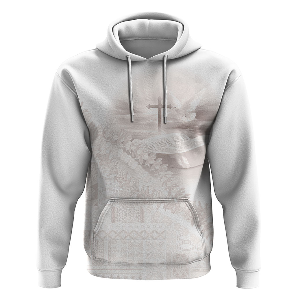 Samoa Lotu Tamaiti White Prayers Zip Hoodie Floral Mamanu Siapo LT7 Pullover Hoodie White - Polynesian Pride