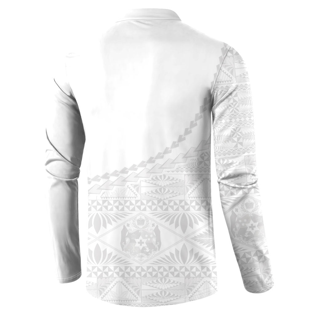 Tonga White Sunday Fakame Button Sweatshirt Tokelaufeletoa Kupesi LT7 - Polynesian Pride