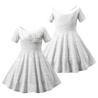 Tonga White Sunday Fakame Family Matching Off Shoulder Short Dress and Hawaiian Shirt Tokelaufeletoa Kupesi LT7 Daughter's Dress White - Polynesian Pride