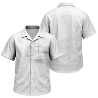 Tonga White Sunday Fakame Family Matching Off Shoulder Short Dress and Hawaiian Shirt Tokelaufeletoa Kupesi LT7 Son's Shirt White - Polynesian Pride