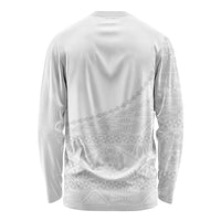 Tonga White Sunday Fakame Long Sleeve Shirt Tokelaufeletoa Kupesi LT7 - Polynesian Pride