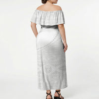 Tonga White Sunday Fakame Off Shoulder Maxi Dress Tokelaufeletoa Kupesi LT7 - Polynesian Pride