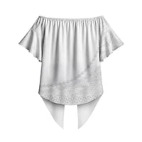 Tonga White Sunday Fakame Off Shoulder Wrap Waist Top Tokelaufeletoa Kupesi LT7 - Polynesian Pride