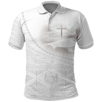 Tonga White Sunday Fakame Polo Shirt Tokelaufeletoa Kupesi LT7 White - Polynesian Pride