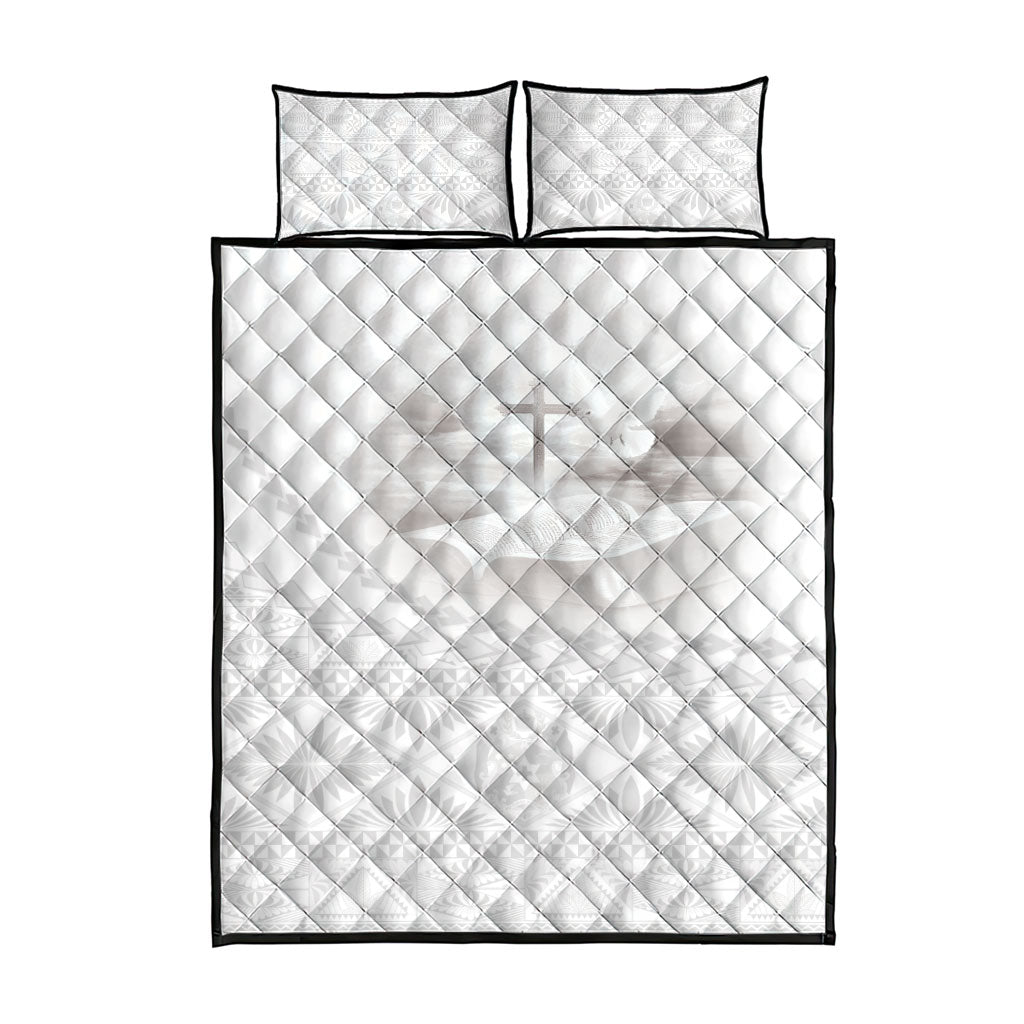 Tonga White Sunday Fakame Quilt Bed Set Tokelaufeletoa Kupesi LT7 - Polynesian Pride