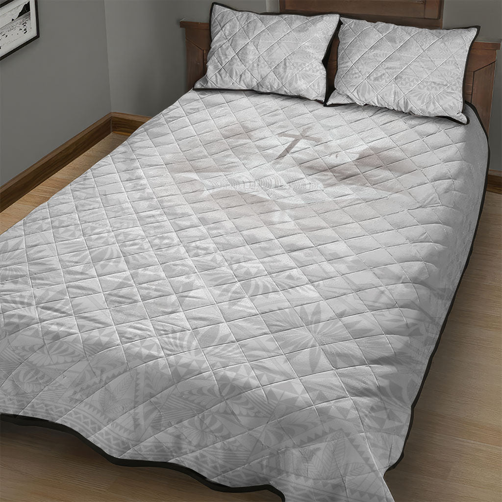 Tonga White Sunday Fakame Quilt Bed Set Tokelaufeletoa Kupesi LT7 - Polynesian Pride